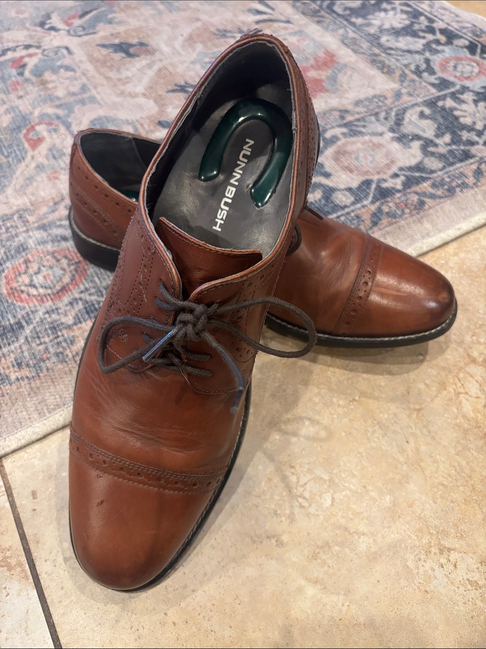 Nunn Bush Brown Leather Cap-Toe Derby Oxfords